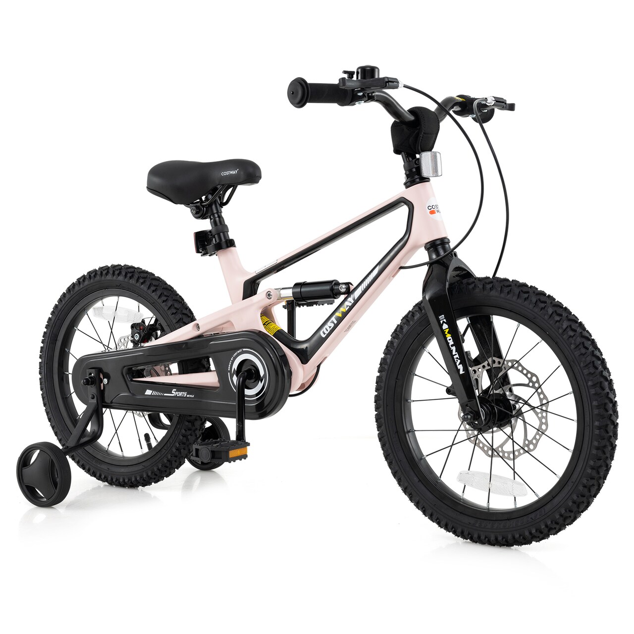 16 Inch Pink Kids Bike, Lightweight Design with Detachable Training Wheels, Ideal for Ages 4 to 7